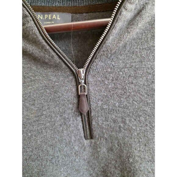 N. PEAL Sweater Men Size M Gray 1/4 Zip Long Sleeve 100% Cashmere - Picture 3 of 7